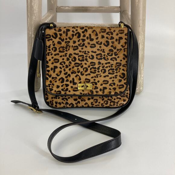 FOSSIL LEATHER ANIMAL HAIR PRINT WOMENS CROSSBODY BAG (ASIS) - Picture 1 of 13